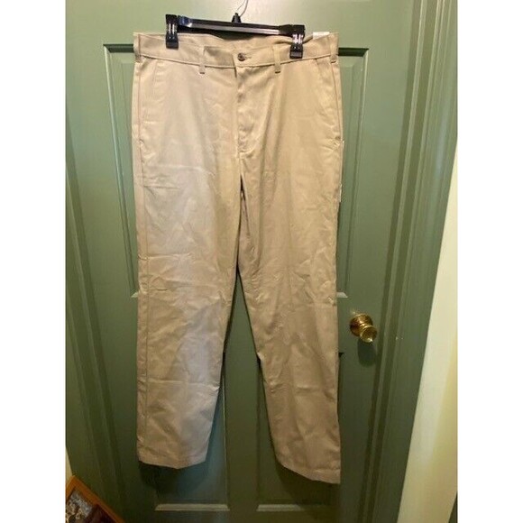 George Chino Pants Men's Sz 34x34 Tan Flat Front Wrinkle Resistant Minimalistic - Picture 1 of 10